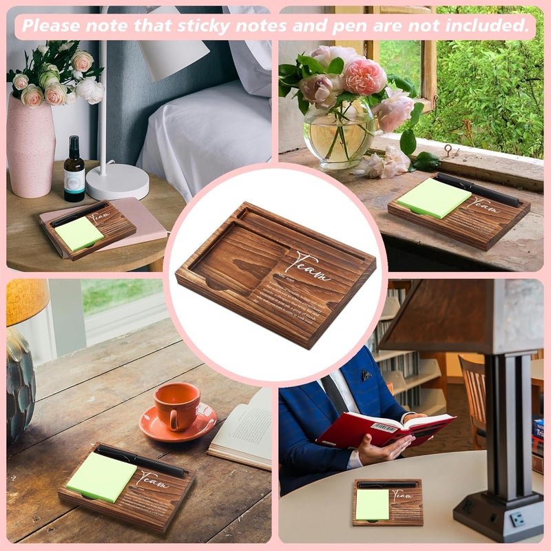 CINRLLA Wooden Sticky Note Holder & Pen Dispenser, 6.5 x 4.7 inches, Green, 1 Count - Image 5